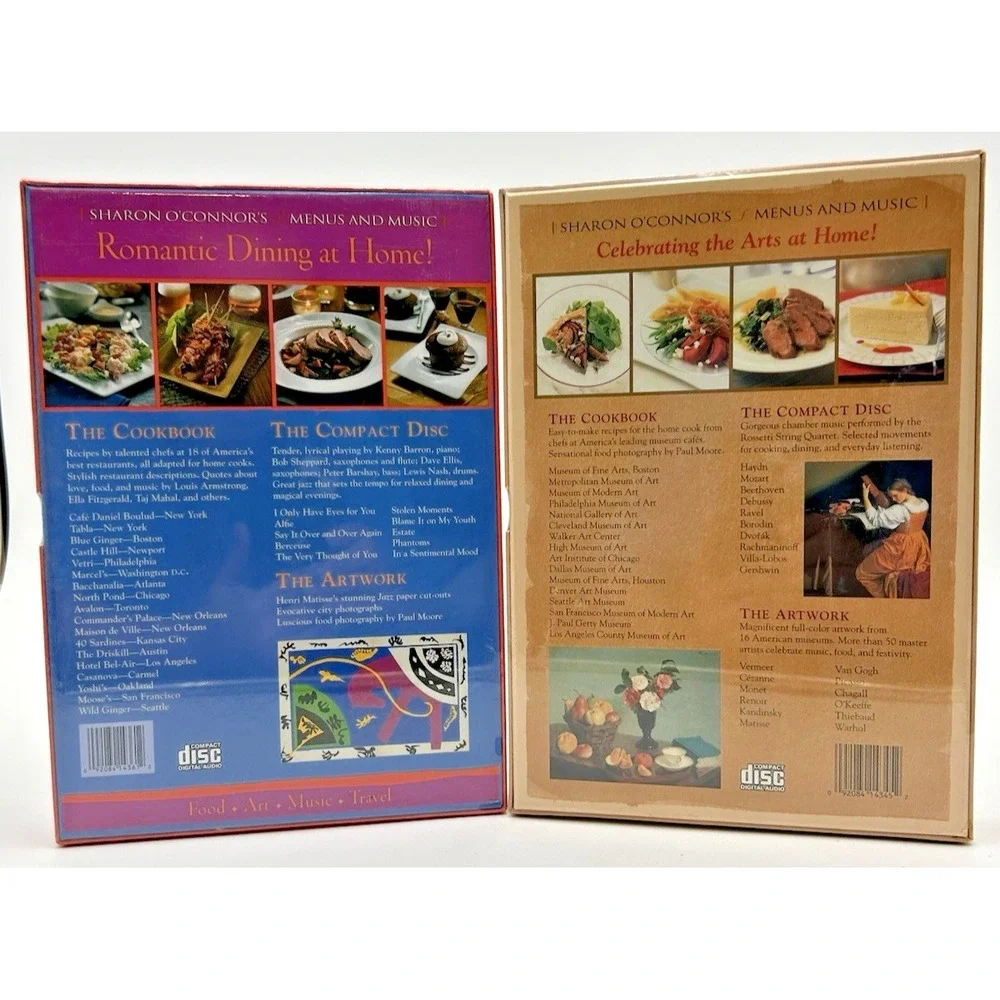 Lot Of 2 Sharon O'Connor's Museum Cafes & Arts &‎ A Table For Two Menus & Music